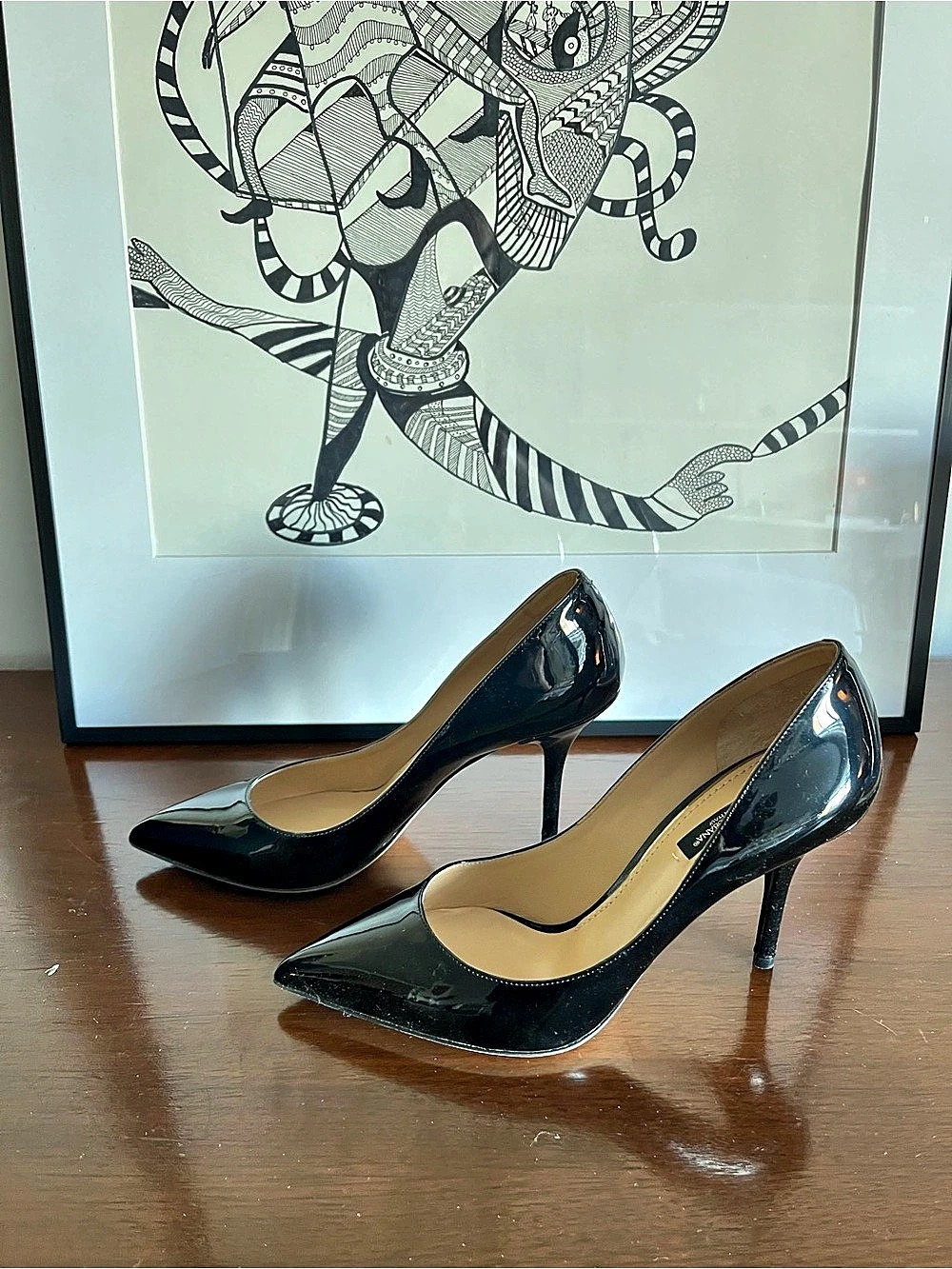 Dolce & Gabbana Black Patent Pointed Toe Heels US 8